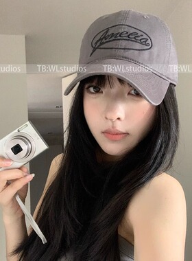 闭眼入~韩国ig博主同款软顶棒球帽显脸小百搭刺绣字母弯檐鸭舌帽