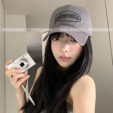 闭眼入~韩国ig博主同款软顶棒球帽显脸小百搭刺绣字母弯檐鸭舌帽