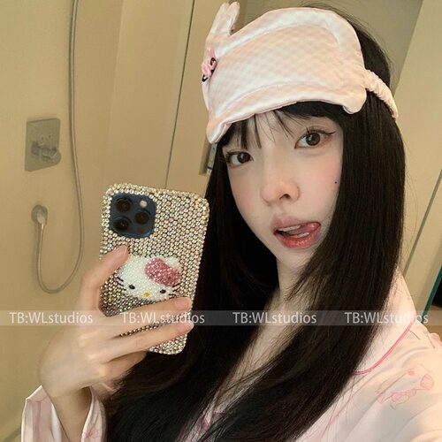 可爱小兔子眼罩韩系卡通粉白光滑丝缎亲肤柔软少女睡觉遮光眼罩