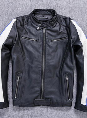 机车皮衣男牛皮潮修身韩版帅气皮夹克头层真皮春秋短款立领外套