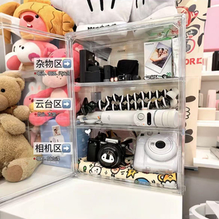 拍立得相机收纳盒透明ccd数码相机整理柜镜头配件相纸桌面收纳盒