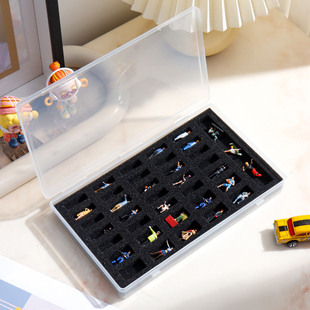 64比例人偶收纳盒 1/64车模人偶专用透明展示盒海绵合金汽车模型