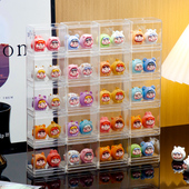 可爱萌粒收纳盒桌面多层透明手办盲盒展示架泡泡玛特小摆件置物架