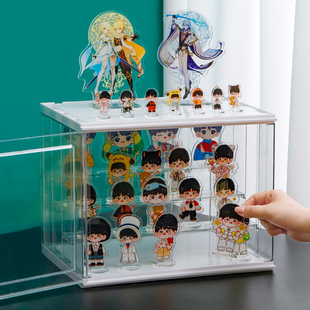 立牌展示盒手办收纳置物盒加高亚克力人形摆件透明潮玩玩具整理架