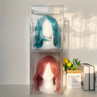 假发收纳盒透明cos道具收纳置物架大容量桌面整理神器头模展示柜