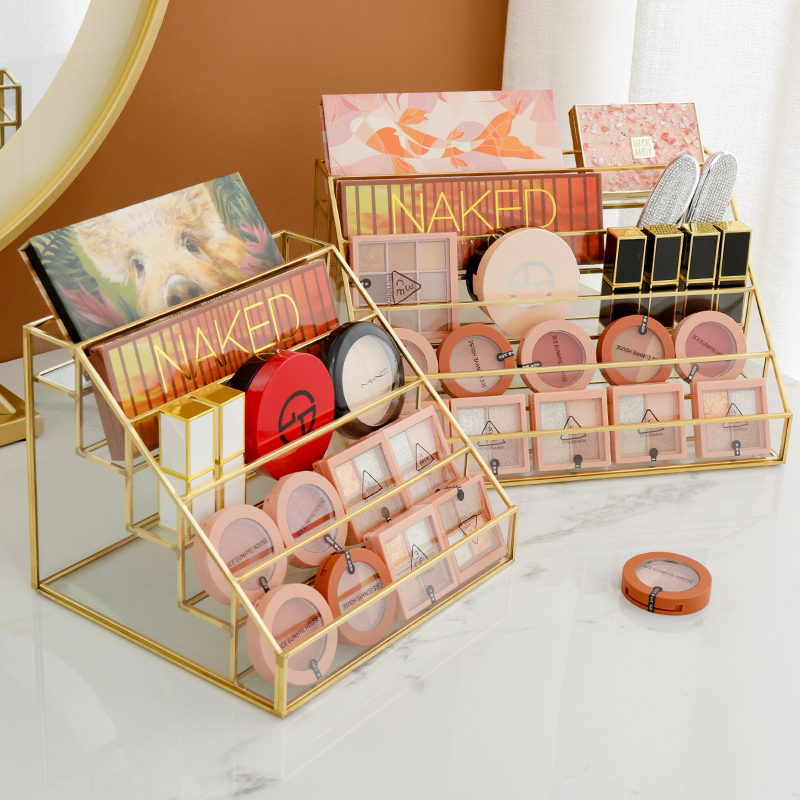 玻璃桌面口红粉饼气垫整理置物架