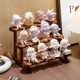 胡桃木色盲盒收纳展示架泡泡玛特手办置物架玄关小摆件阶梯整理架