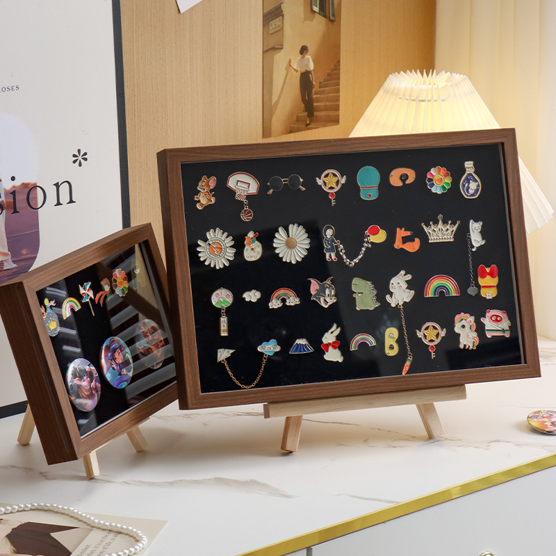 木制吧唧徽章收纳盒透明防尘