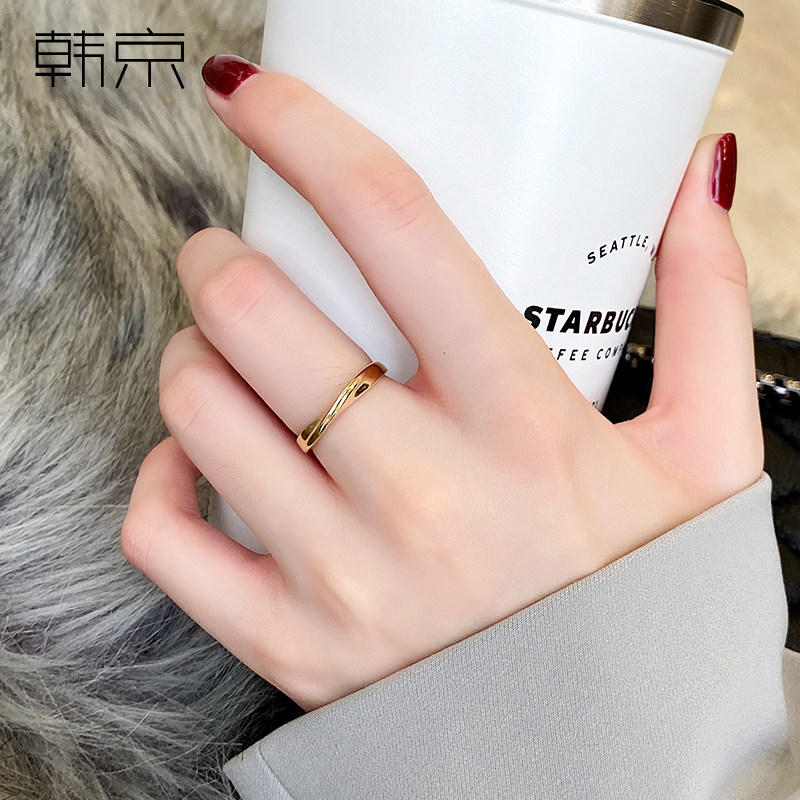 韩京莫比乌斯指环情侣戒指ins潮男女对戒简约日韩版钛钢食指戒子