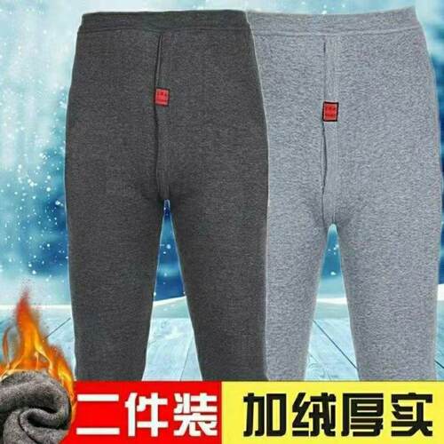 男士保暖裤秋冬加绒加厚棉裤卫生裤内搭裤冬季高腰线裤单件毛裤绒