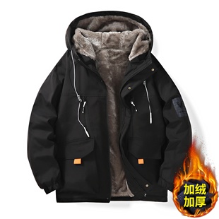 青少年冬季冲锋衣外套男孩初中高中学生加绒加厚大童冬装夹克棉服