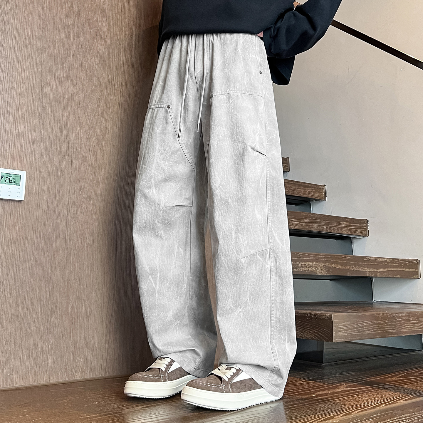 春秋款纯棉裤子男初中高中学生直筒工装裤青少年休闲长裤大童男装,男装,休闲裤,淘宝优惠券,粉丝福利购,淘宝优惠卷