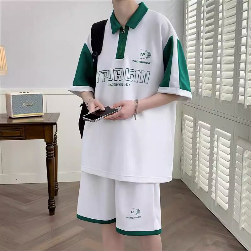 青少年夏季套装男13-15岁初中高中学生短袖t恤帅气大童夏装polo衫