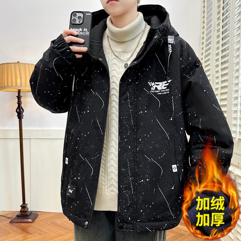 青少年加绒加厚外套男秋冬季2025新款初中高中学生大童冲锋衣夹克,男装,夹克,淘宝优惠券,粉丝福利购,淘宝优惠卷