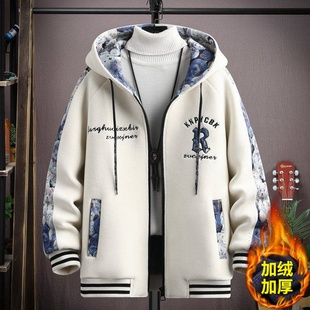 秋冬款初中高中学生外套男孩加绒加厚冬装棉服帅气大童棒球服夹克