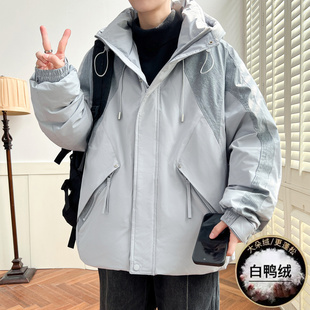 冬季青少年羽绒服男孩初中高中学生加厚冲锋衣外套大童冬装防寒服