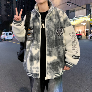 冬季青少年羊羔绒棉服外套男孩棉衣初中高中学生大童冬装保暖棉袄