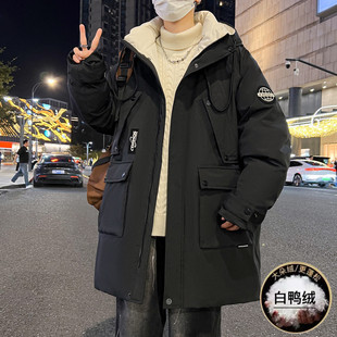 2025新款冬季中长款羽绒服男青少年初中高中学生大童冬装加厚外套