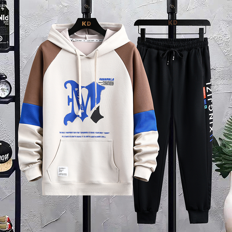 春秋季青少年卫衣男孩运动套装初中高中学生潮流外套帅气大童男装