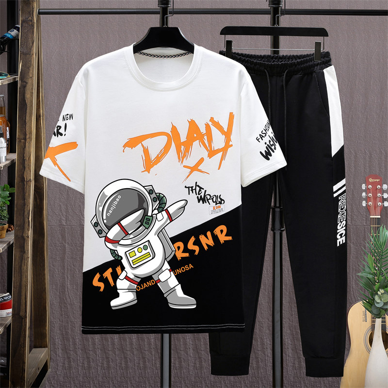 13青少年短袖t恤男孩套装12-15岁胖大童男装14初中学生帅气夏装16