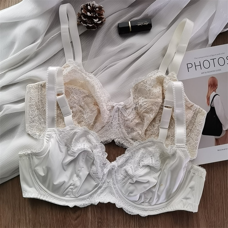 90e欧美大杯超薄白色大码大罩杯大胸性感蕾丝文胸胖mm内衣95d70g