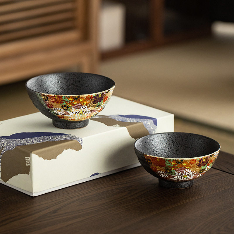 日本进口九谷烧陶瓷饭碗家用餐具