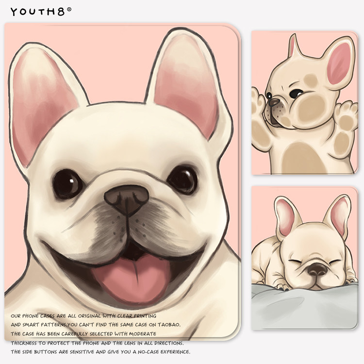 手绘奶油法斗适用于苹果ipad20新款pro11/12系列全包硅胶保护壳套