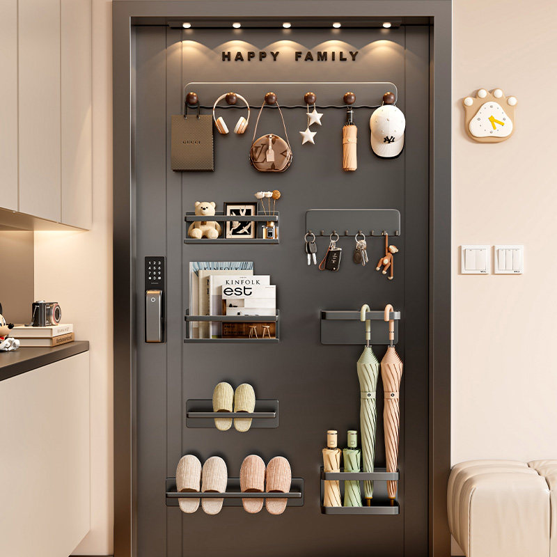磁吸置物架入户门后玄关收纳衣服钥匙挂钩壁挂拖鞋雨伞架置物神器,收纳整理,整理架/置物架/收纳架,淘宝优惠券,粉丝福利购,淘宝优惠卷