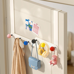 多巴胺门后挂钩免打孔挂衣架可爱创意卧室衣服收纳置物架强力承重