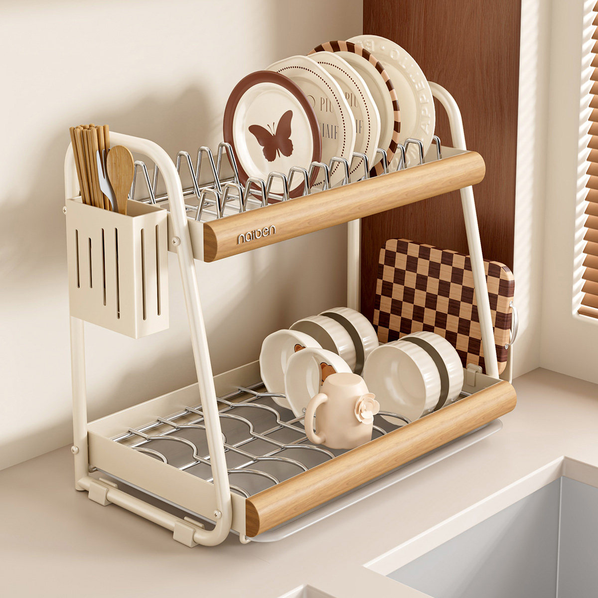 不锈钢碗碟收纳架厨房置物架多功能台面放碗筷盘子沥水碗架家用