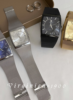 【Virginian1900】方形日历夜光防水气质法式简约时尚男新款手表