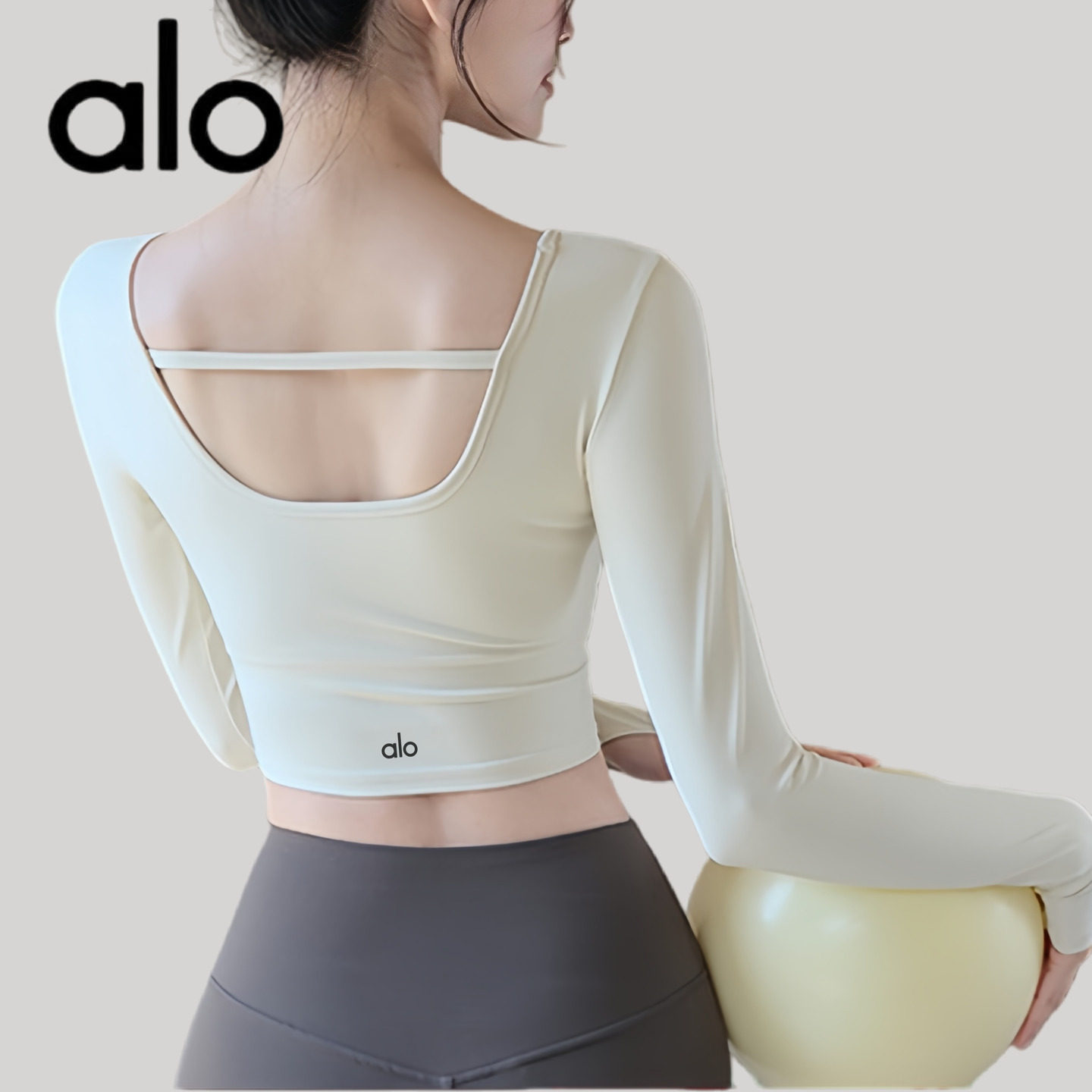 AIo瑜伽服女秋季新款美背运动上衣带胸垫长袖普拉提训练健身衣服,运动/瑜伽/健身/球迷用品,瑜伽t恤,淘宝优惠券,粉丝福利购,淘宝优惠卷