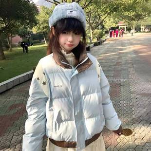 韩系宽松学生撞色棉衣外套加绒加厚小个子 冬季 短款 棉服女2024新款