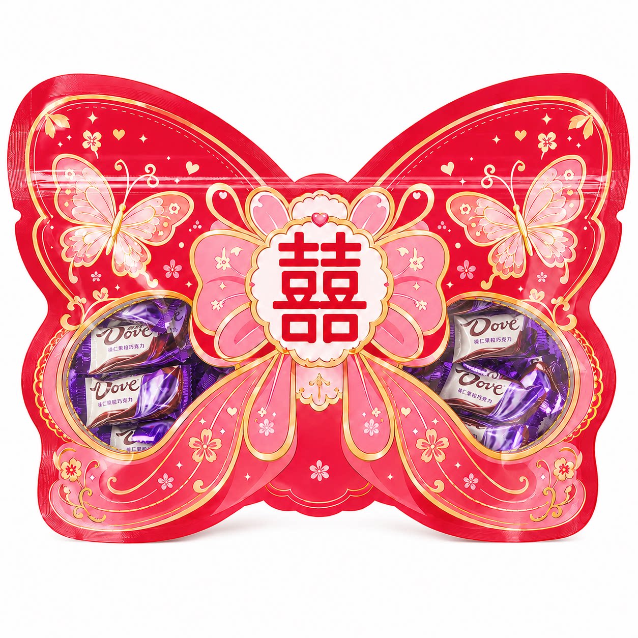 德芙喜糖双喜蝴蝶250g散装榛仁果粒结婚婚糖情人节礼物糖果小零食