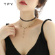 黑色蕾丝choker项链女锁骨链复古简约颈链双层脖子饰品项圈颈带