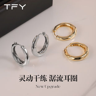 金银色潺流耳圈素圈巨好看耳环圈圈女2026新款爆款高级感轻奢耳饰