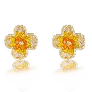 绿色水晶花朵耳钉女2026年新款爆款春天耳饰轻奢高级感祖母绿耳环