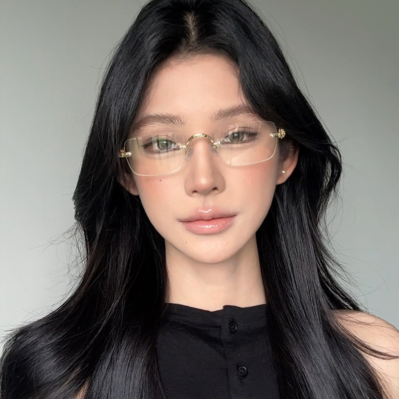 纯钛无框近视眼镜框架女款