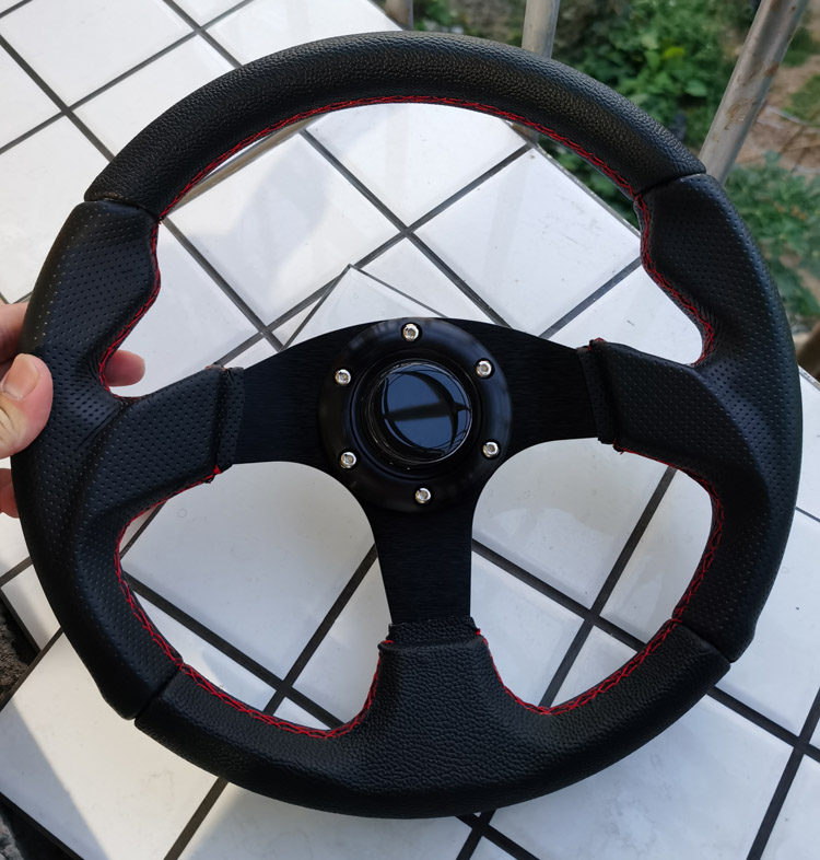 改装方向盘磨砂翻皮毛秃皮碳纤维pvc+磨砂赛车13寸14寸竞技方向盘