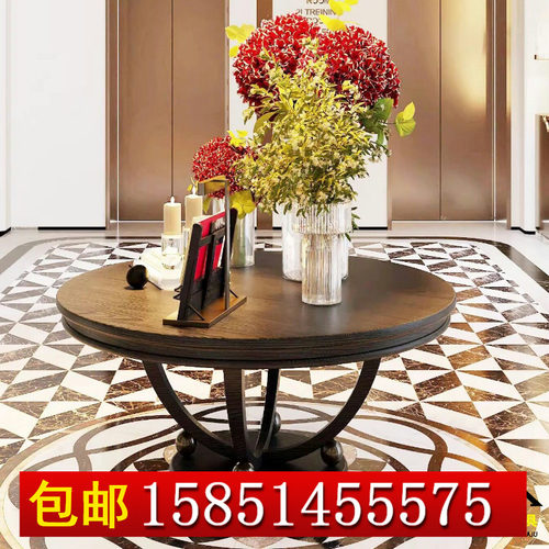 前台桌子大堂花台酒店大圆桌玄关桌端景台会所风水台桌装饰摆台