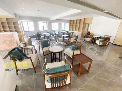 新中式沙发茶几酒店贵宾接待一桌四椅茶楼椅单人办公洽谈会客桌椅