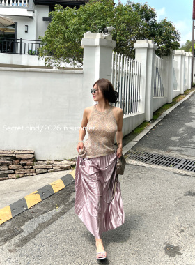 SECRET DINDI 人鱼记忆 夏季亮片鱼尾针织背心外穿轻熟风时髦修身