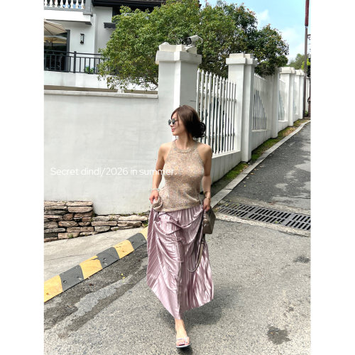 SECRET DINDI 人鱼记忆 夏季亮片鱼尾针织背心外穿轻熟风时髦修身