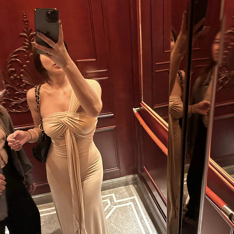 SECRET DINDI 古希腊风格 不规则飘带仙气莫代尔垂感显瘦气质长裙,女装/女士精品,连衣裙,淘宝优惠券,粉丝福利购,淘宝优惠卷