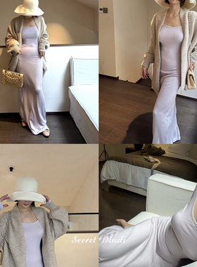 SECRET DINDI软绒蛋白冬季厚圆领连衣裙休闲风修身通勤百搭裙子女