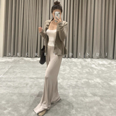 复古宽松垂感休闲裤 SECRET 针织拖地裤 女秋冬季 DINDI 亲亲羊绒