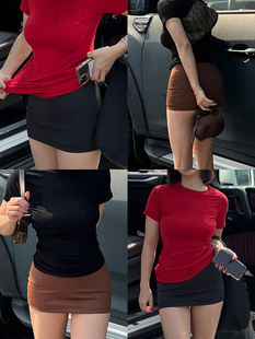 DINDI 低腰包臀裙女辣妹中腰短裙夏ins半身裙 防走光mini迷你裙裤