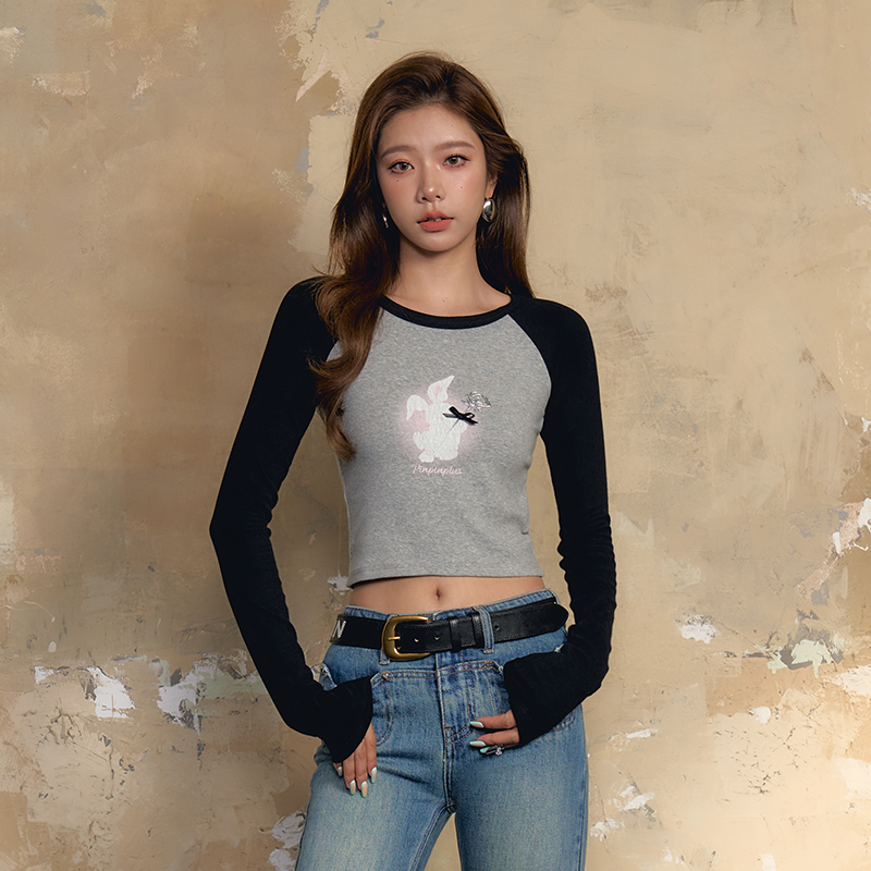 【昕怡粉丝专享】PINPINPLUS 长袖拼色修身上衣 3C61221FP