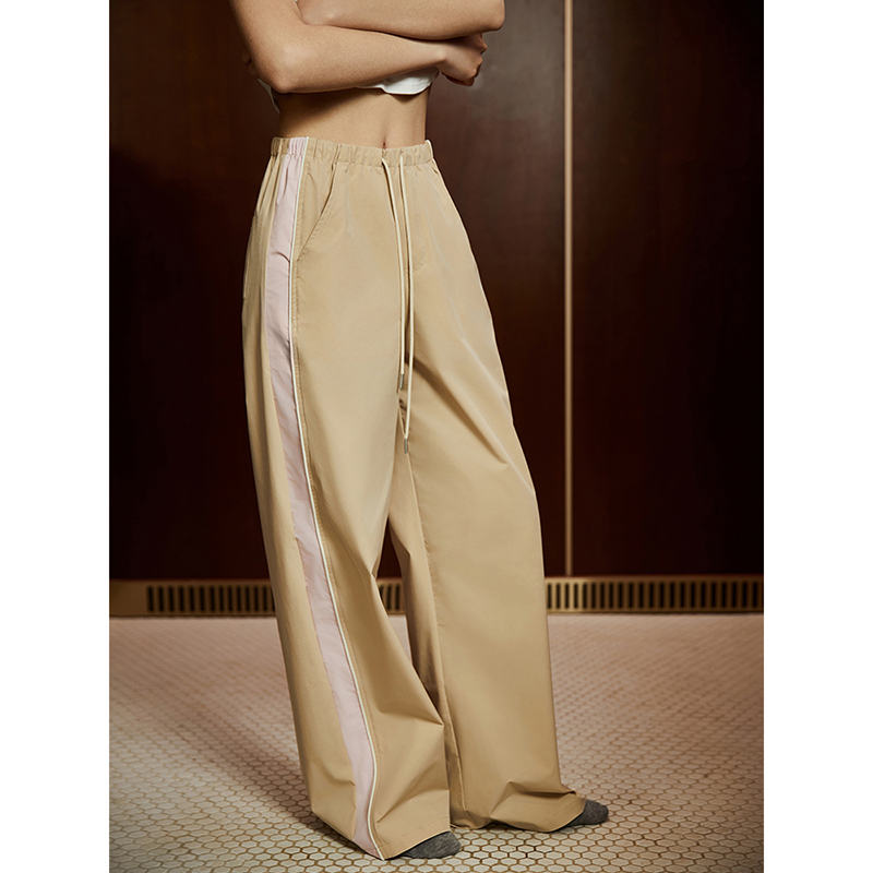 【昕怡粉丝专享】松紧腰撞色休闲直筒裤女8A87521AYP
