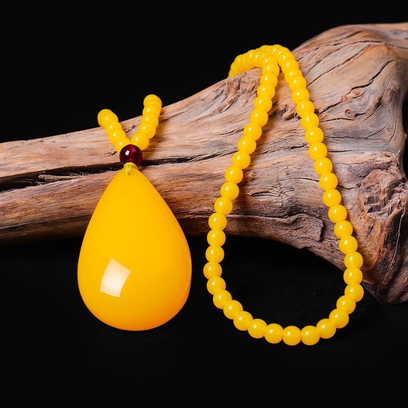 血泊琥珀项链黄油黄水滴链挂件老毛衣吊坠波罗的海波罗鸡油蜜蜡